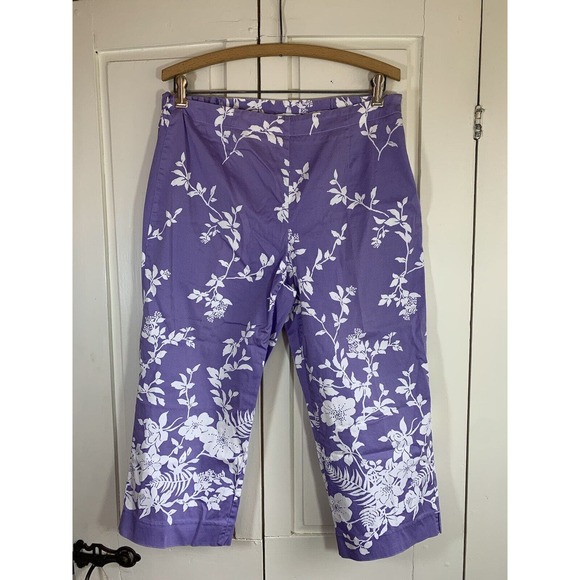 Koret Pants Women's 8 Stretch Zipper‎ Purple Floral Office Church 19" Inseam - Picture 2 of 14